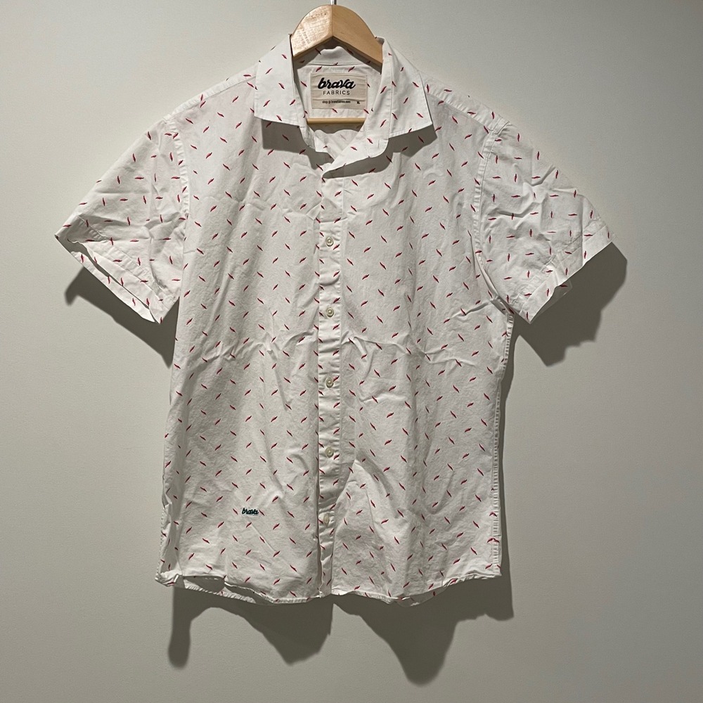 Brava Fabrics Mens XL Short Sleeve Button Down Shirt Chili Pepper Print